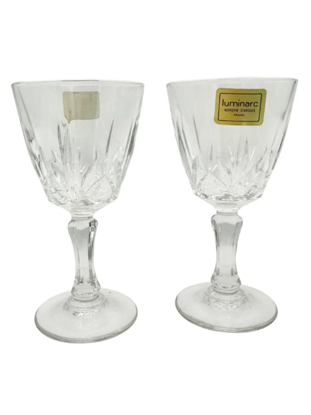Luminarc Cordial Liqueur Glasses Set of 2 Crystal Pattern France Vintage 4